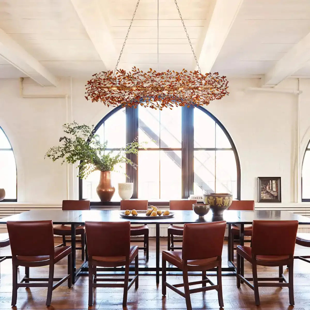 Fiore Crown Crystal Branch Chandelier 39" 48" 60“-Brass/Amber-60"-Joyfuzzy