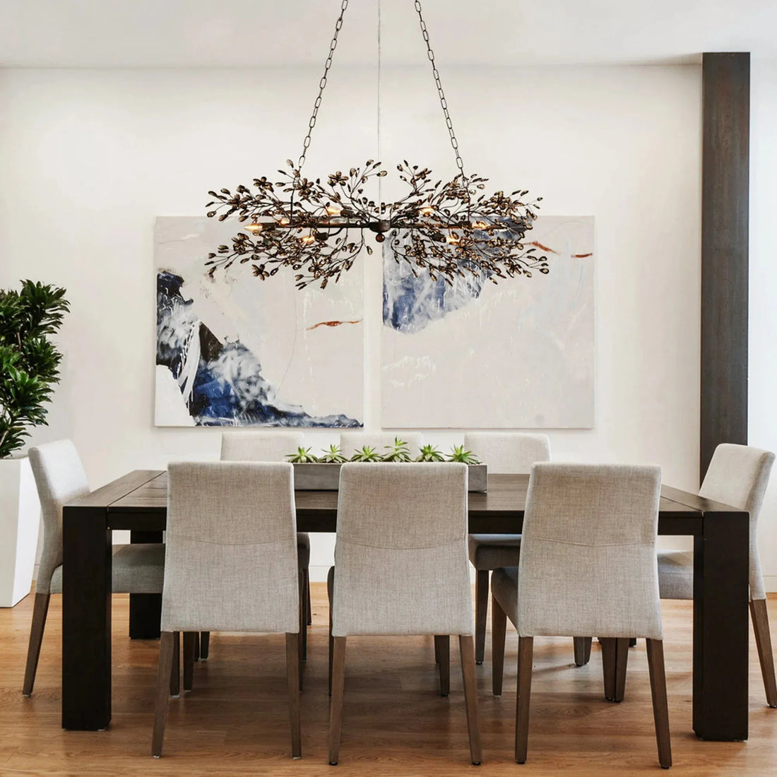 Fiore Linear Chandelier 43" 51" 68"W-Bronze/Smoke-43"-Joyfuzzy
