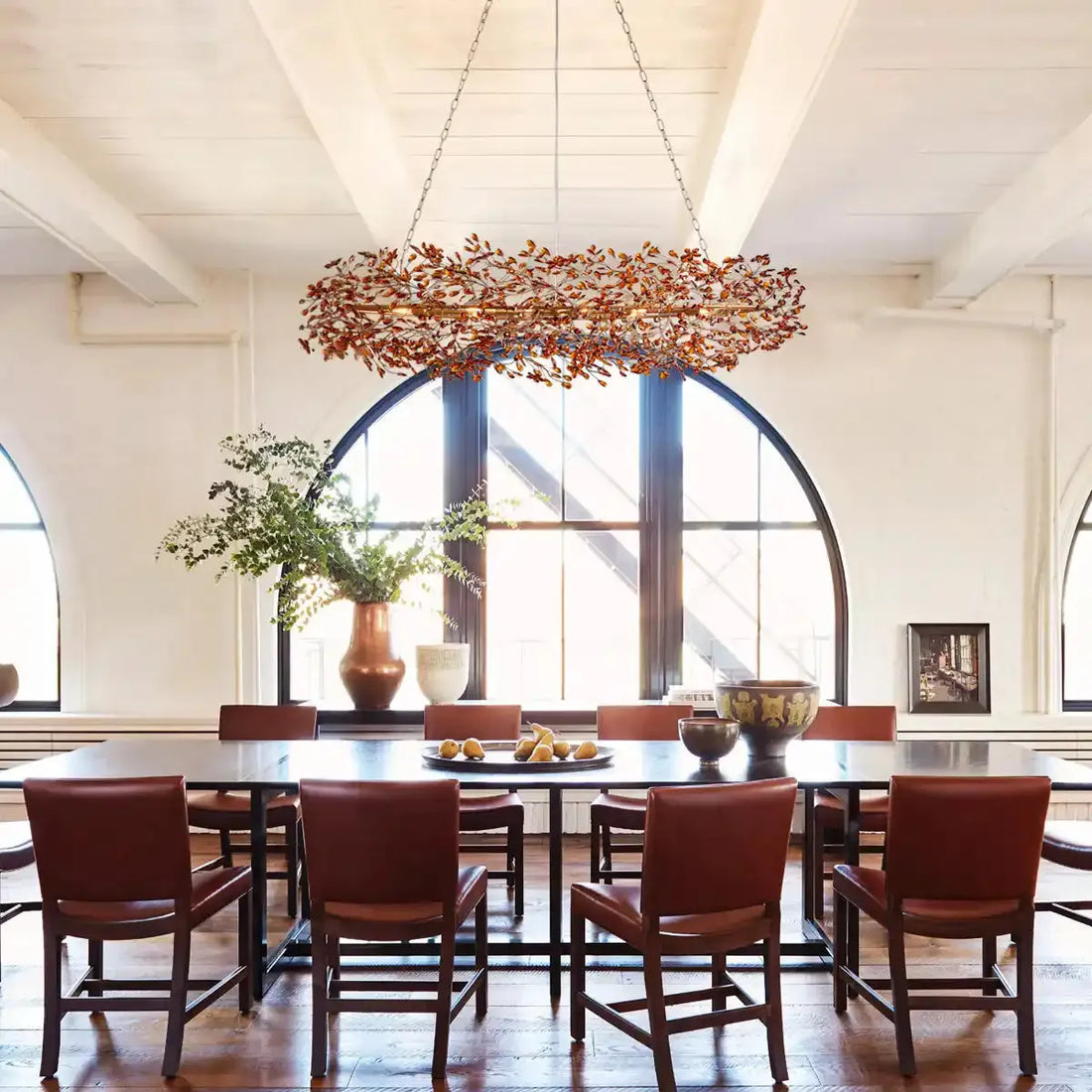 Fiore Oval Chandelier 62'' 74''-74"-Brass/Amber-Joyfuzzy