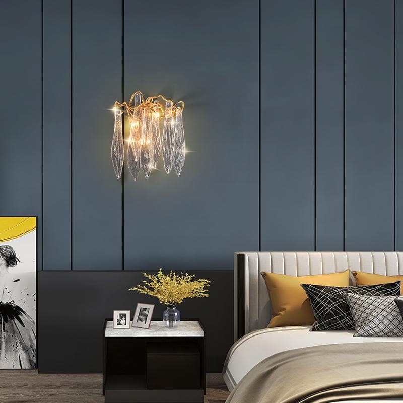 Flake Long Crystal Branch Brass Wall Sconce - W20" X D9" X H26"Joyfuzzy