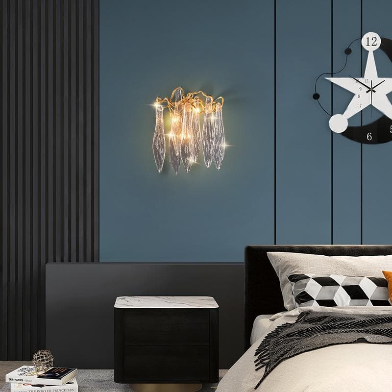 Flake Long Crystal Branch Brass Wall Sconce - W20" X D9" X H26"Joyfuzzy