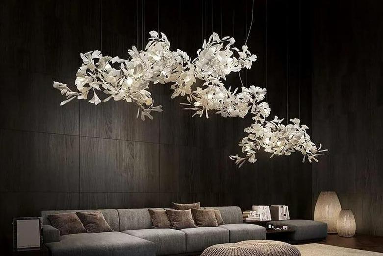 Fleur - de - lis Ceramic Branch Chandelier - Length 180 cm ( 70.9 in ) x Width 60 cm ( 23.6 in ) x Height 60 cm (23.6 in )Joyfuzzy