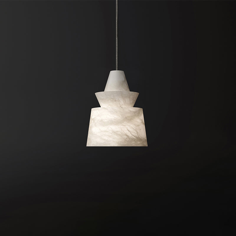 Flo Alabaster Pendant Light Beside Coffee Table