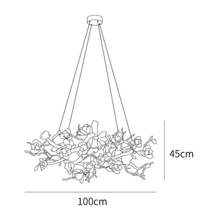 Flower Bloom Branch Brass Chandelier - Brass and WhiteDia 55.1″(140cm) x H 19.7″(50cm)Joyfuzzy