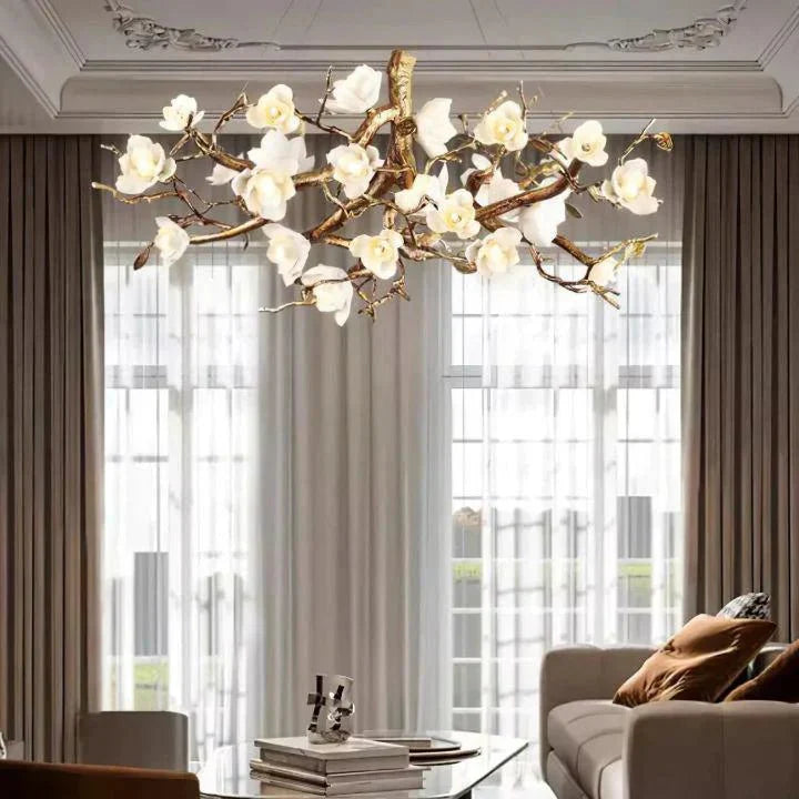 Flower Bloom Branch Brass Chandelier - Joyfuzzy