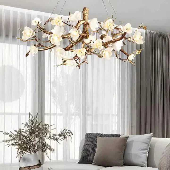Flower Bloom Branch Brass Chandelier - Joyfuzzy