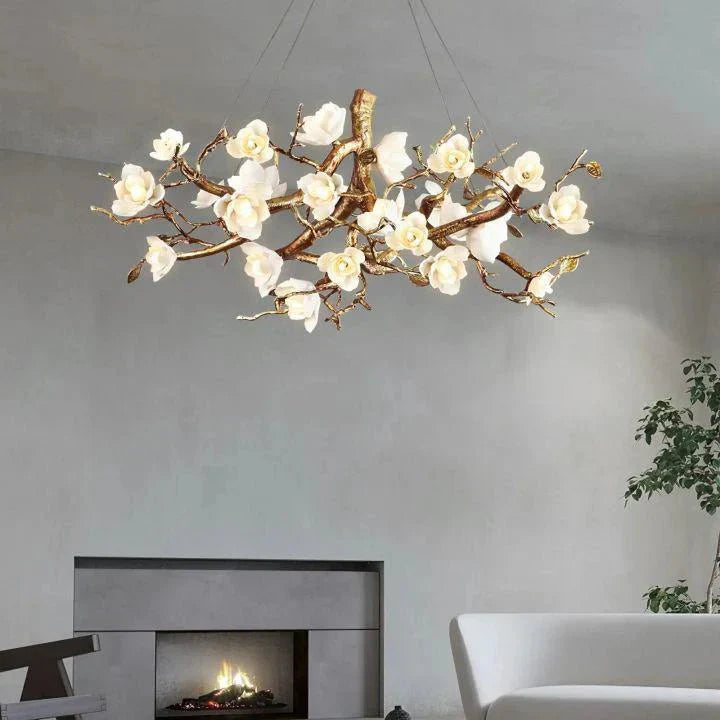 Flower Bloom Branch Brass Chandelier - Joyfuzzy