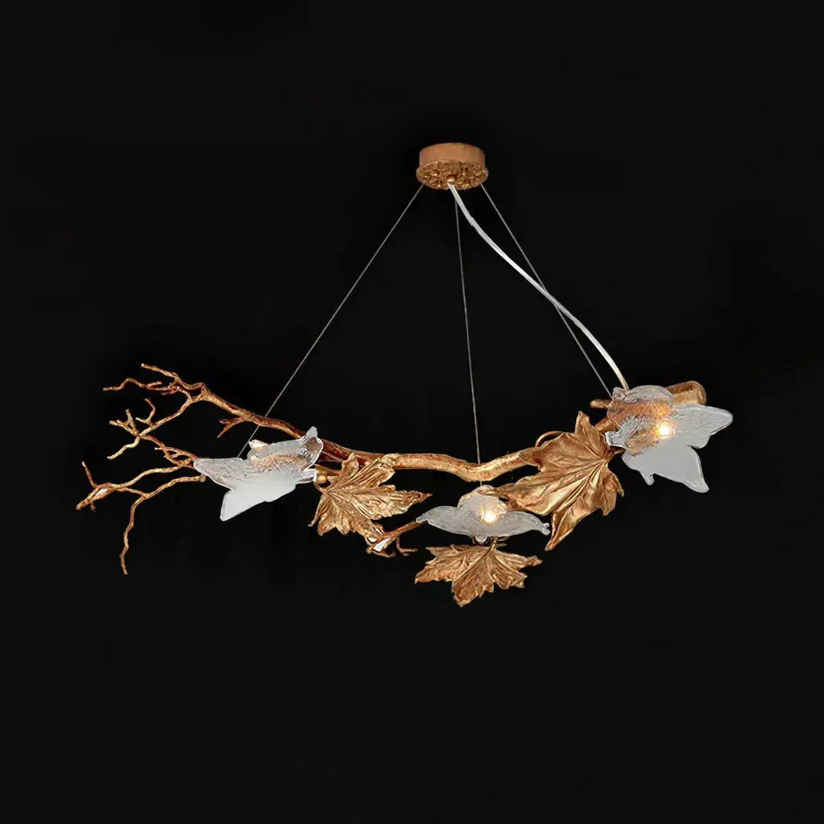 Folio Branch Brass Chandelier - Dia 43.3″(110cm) x W 20.5″(52cm) x H 11.8″(30cm)Joyfuzzy
