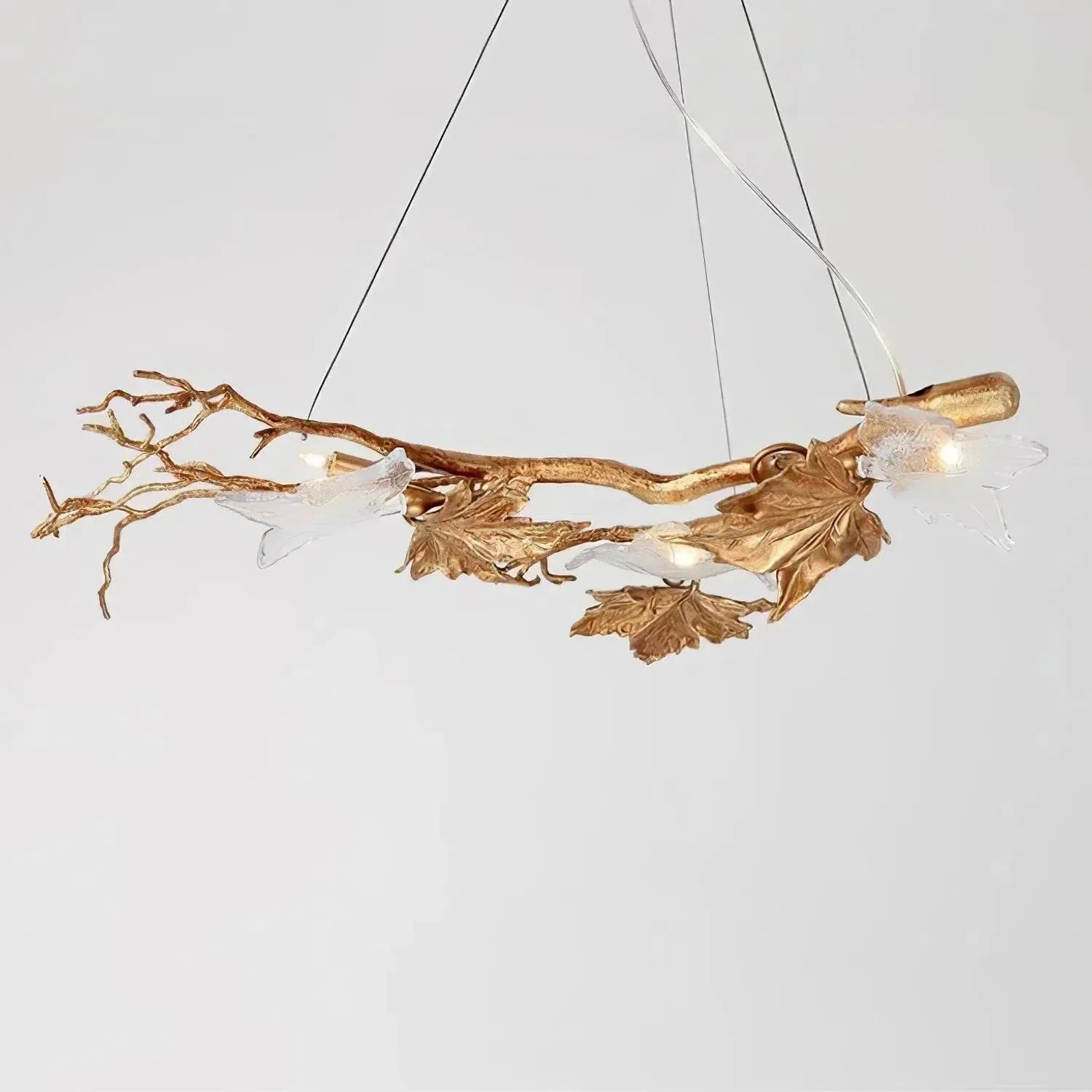 Folio Branch Brass Chandelier - Dia 43.3″(110cm) x W 20.5″(52cm) x H 11.8″(30cm)Joyfuzzy