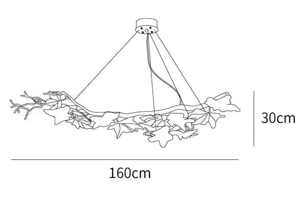 Folio Branch Brass Chandelier - Dia 63″(160cm) x W 20.5″(52cm) x H 11.8″(30cm)Joyfuzzy