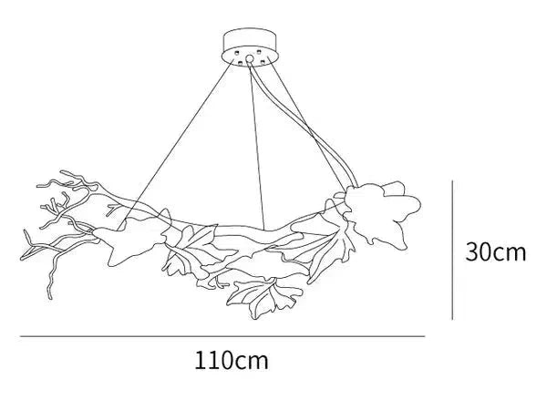 Folio Branch Brass Chandelier - Dia 43.3″(110cm) x W 20.5″(52cm) x H 11.8″(30cm)Joyfuzzy