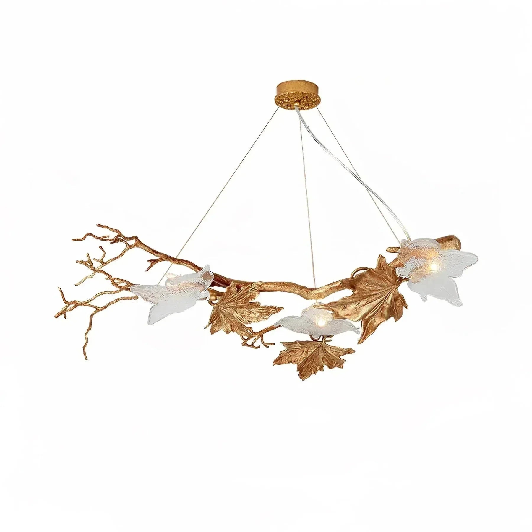 Folio Branch Brass Chandelier - Dia 43.3″(110cm) x W 20.5″(52cm) x H 11.8″(30cm)Joyfuzzy