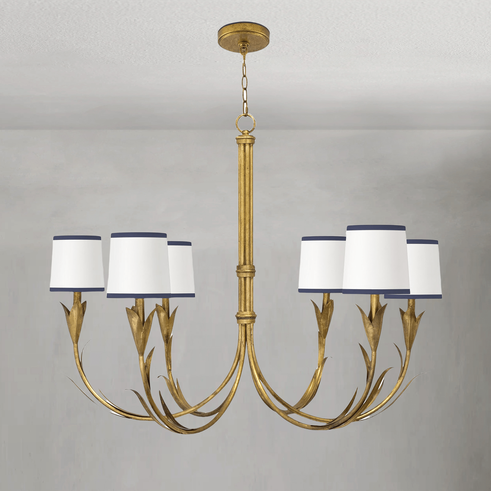 Fontara Dark Blue Reed Chandelier(Antique Gold Leaf) - Joyfuzzy
