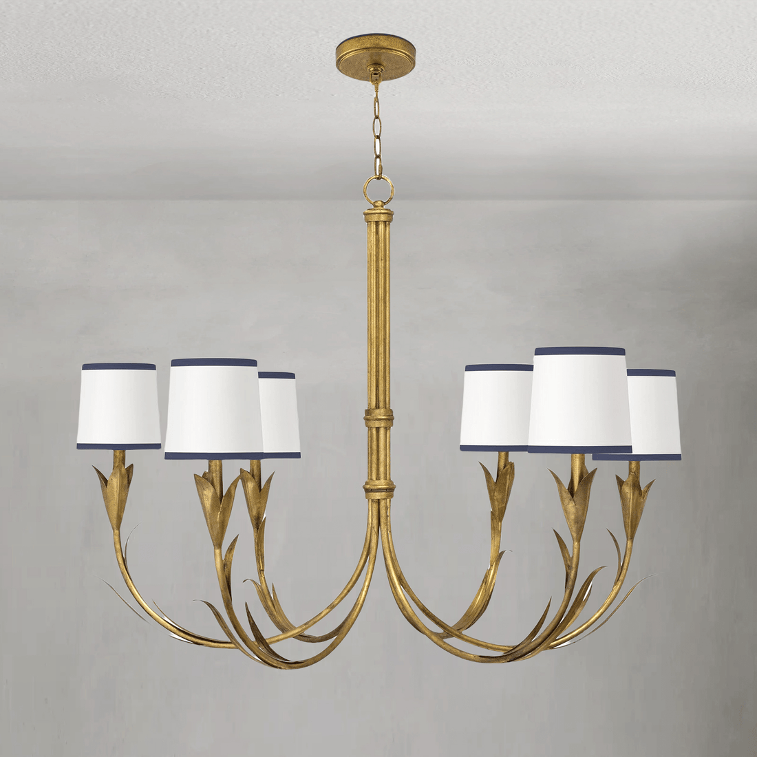 Fontara Dark Blue Reed Chandelier(Antique Gold Leaf) - Joyfuzzy