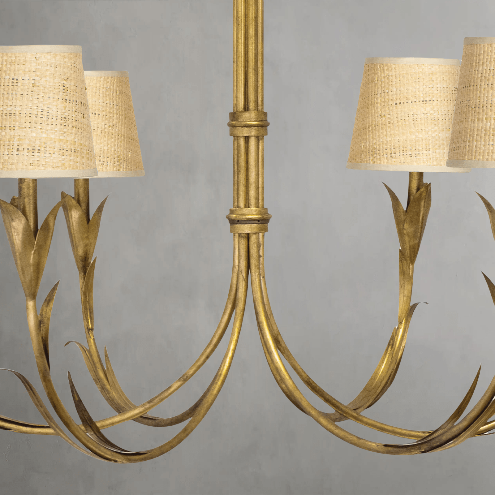 Fontara Rattan Reed Chandelier(Antique Gold Leaf) - Joyfuzzy