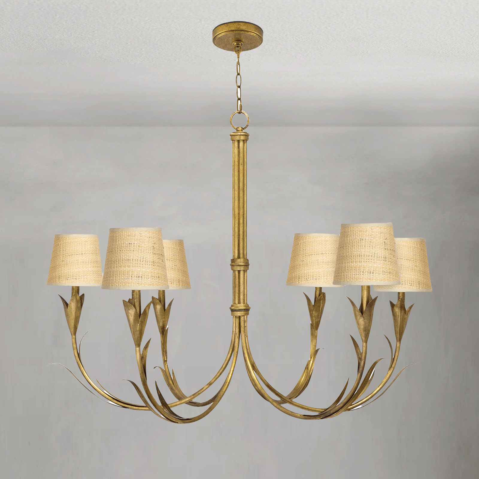 Fontara Rattan Reed Chandelier(Antique Gold Leaf) - Joyfuzzy