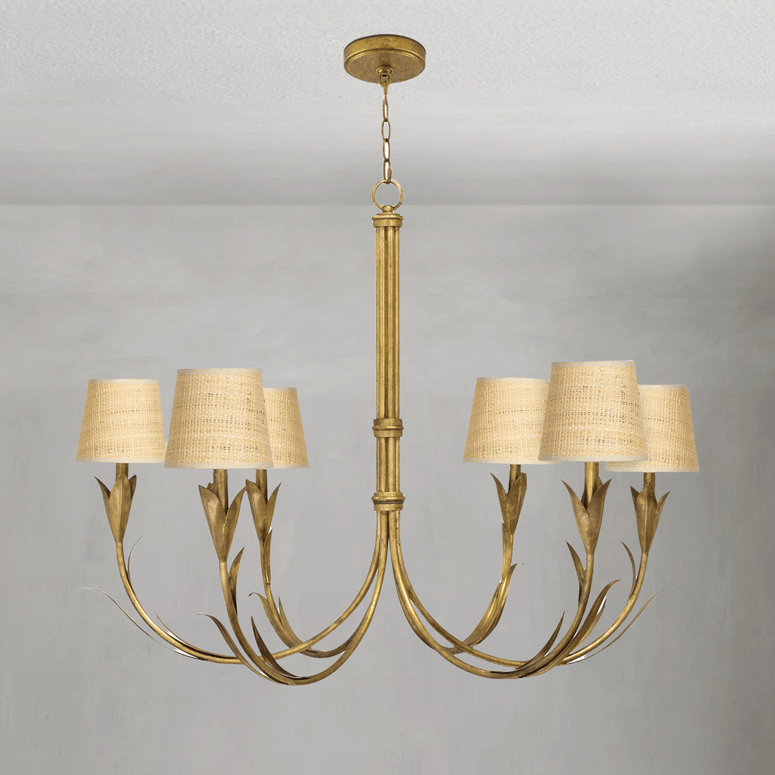 Fontara Rattan Reed Chandelier(Antique Gold Leaf) - Joyfuzzy