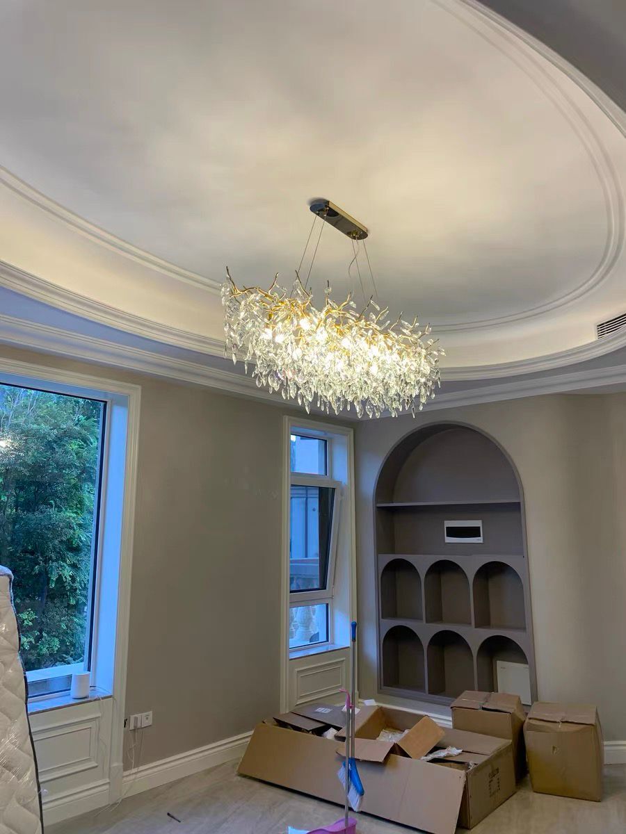 French Branch Crystal Chandelier with Elegant Crystal Leaves - Rectangle L59"*W19.7"*H19.7"/16 Lights/25kgWarm LightJoyfuzzy