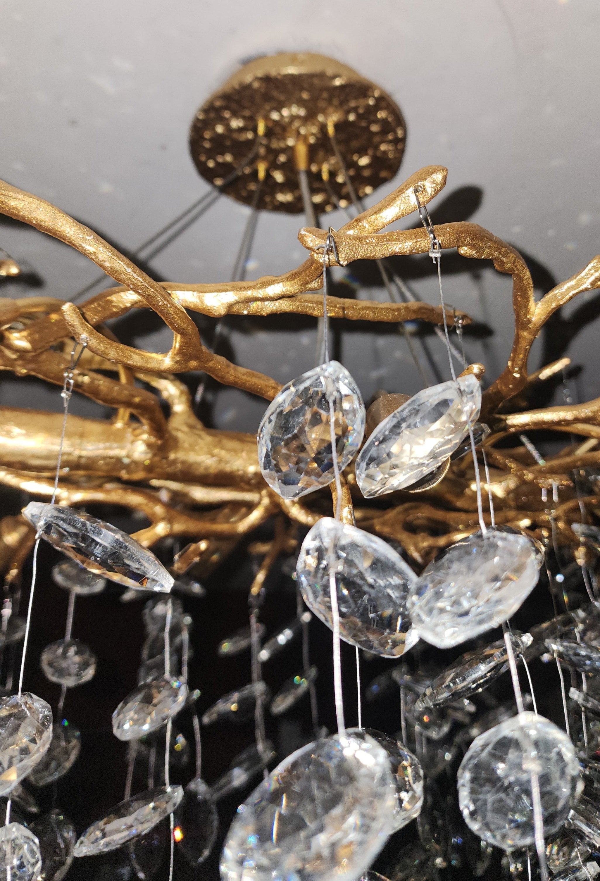 French Branch Crystal Chandelier with Elegant Crystal Leaves - Round D 59.1"/16 Lights/81.2kgWarm LightJoyfuzzy