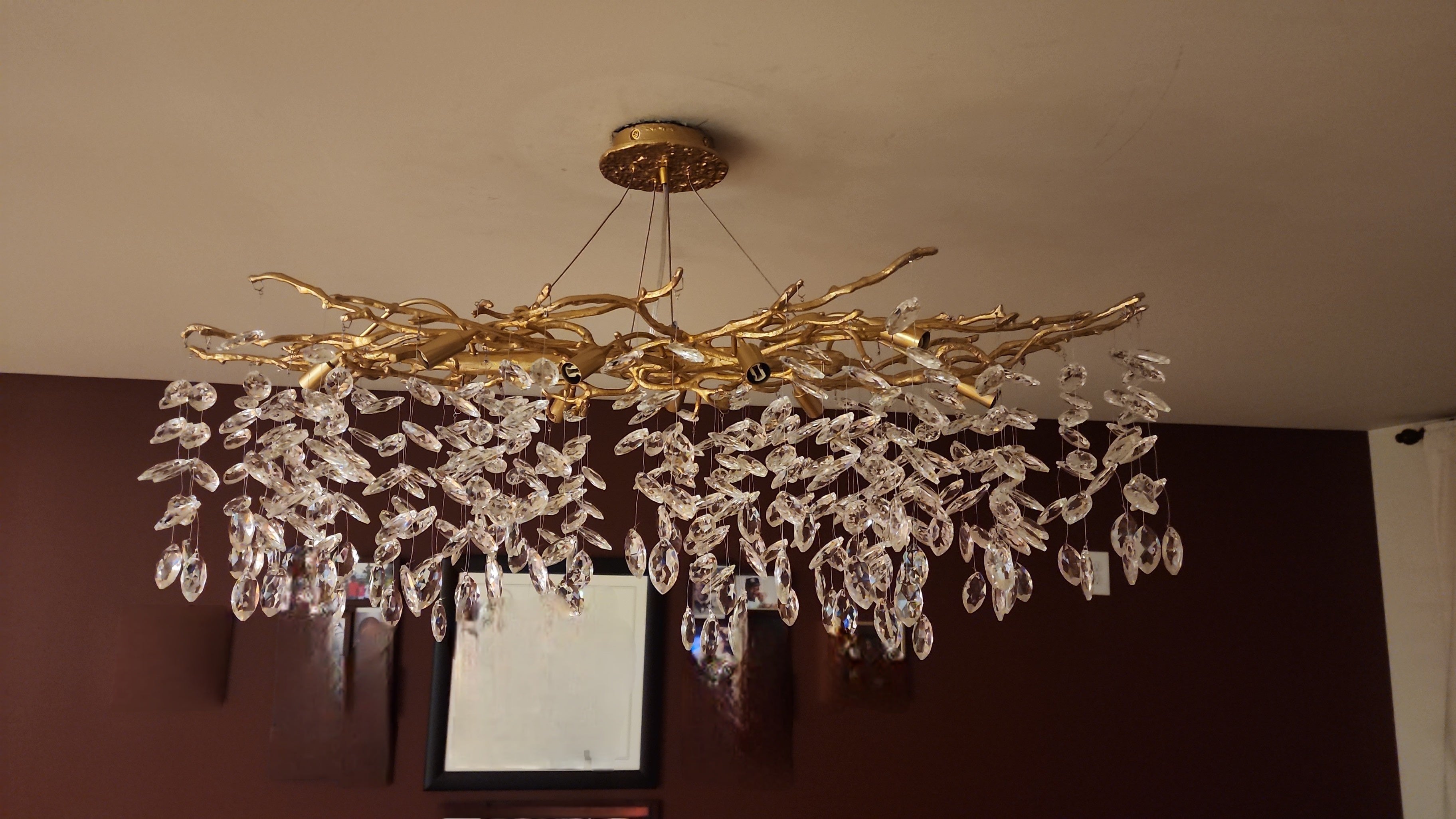 French Branch Crystal Chandelier with Elegant Crystal Leaves - Round D 59.1"/16 Lights/81.2kgWarm LightJoyfuzzy