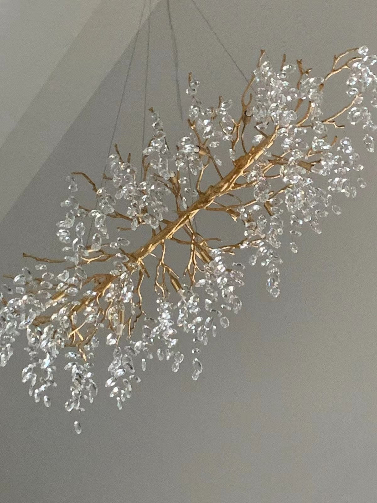 French Branch Crystal Chandelier with Elegant Crystal Leaves - Rectangle L 63"*W21.65"*H19.7"/16 Lights/45kgWarm LightJoyfuzzy