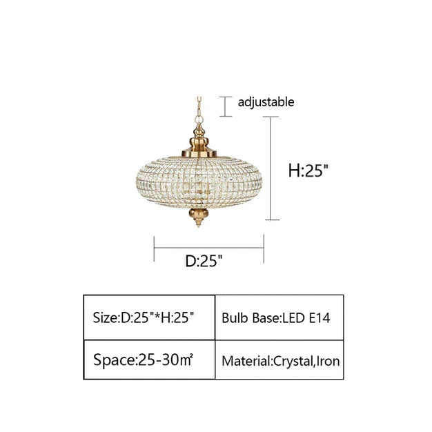 French Empire Vintage Bead Ellipsoid Crystal Chandelier for Living Room/Bedroom