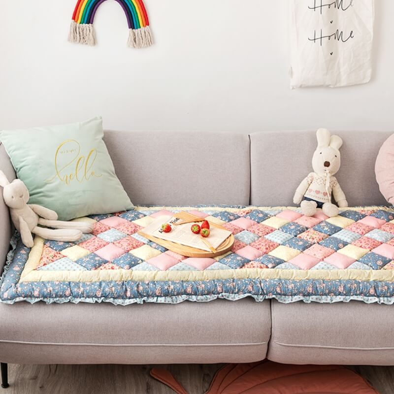 Floral Handmade Pure Cotton Protective Couch Cover