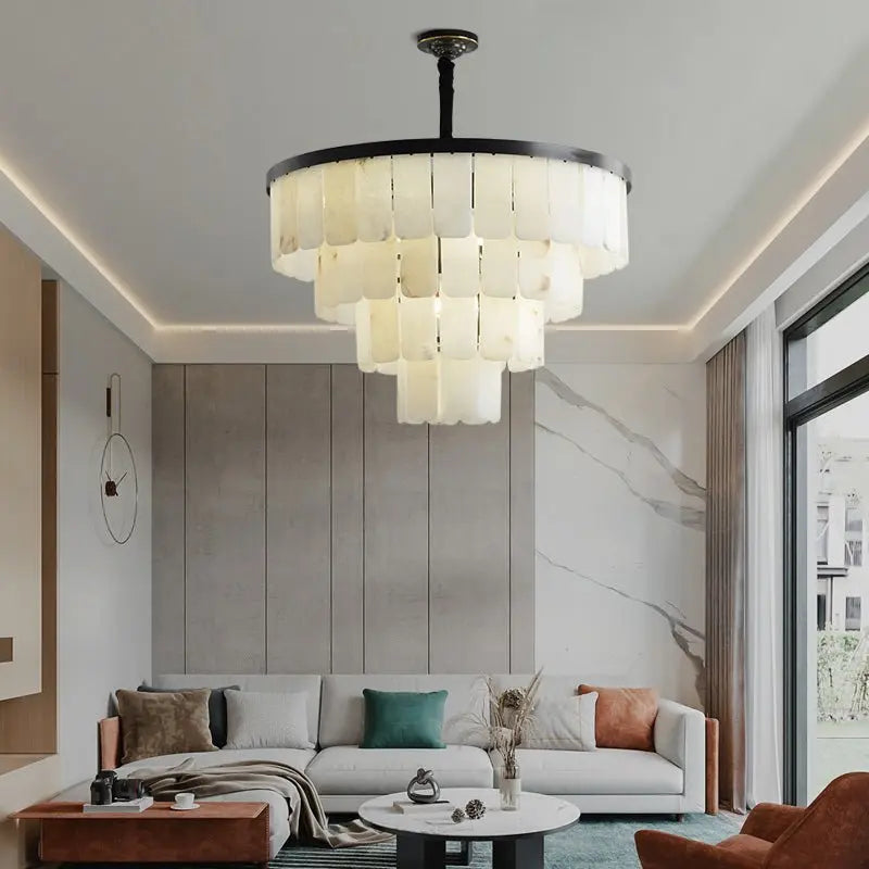 Alabaster Modern Multi-Tiered Round Chandelier Chandelier [product_tags] Fabtiko