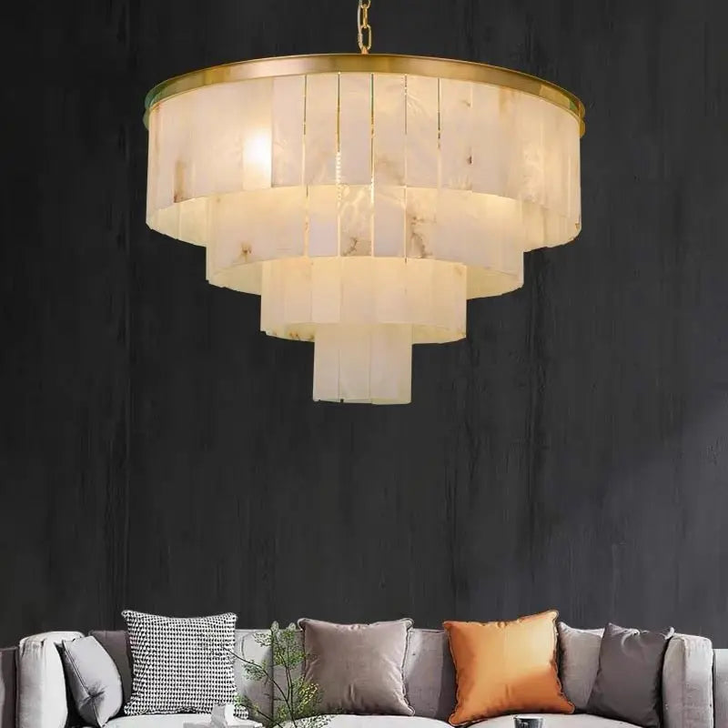 Alabaster Multi-Tiered Round Chandelier Lighting 4 Layer Chandelier [product_tags] Fabtiko