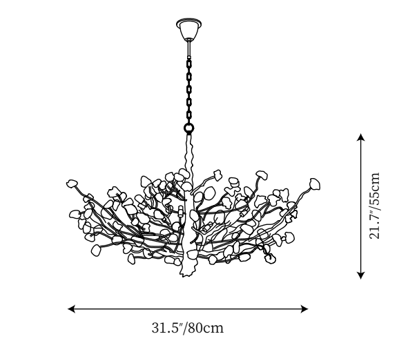 Gemstone Branch Chandelier with Artistic Design for Bedroom or Living Room - 8 Lights/D23.6"*H21.65"Warm LightJoyfuzzy
