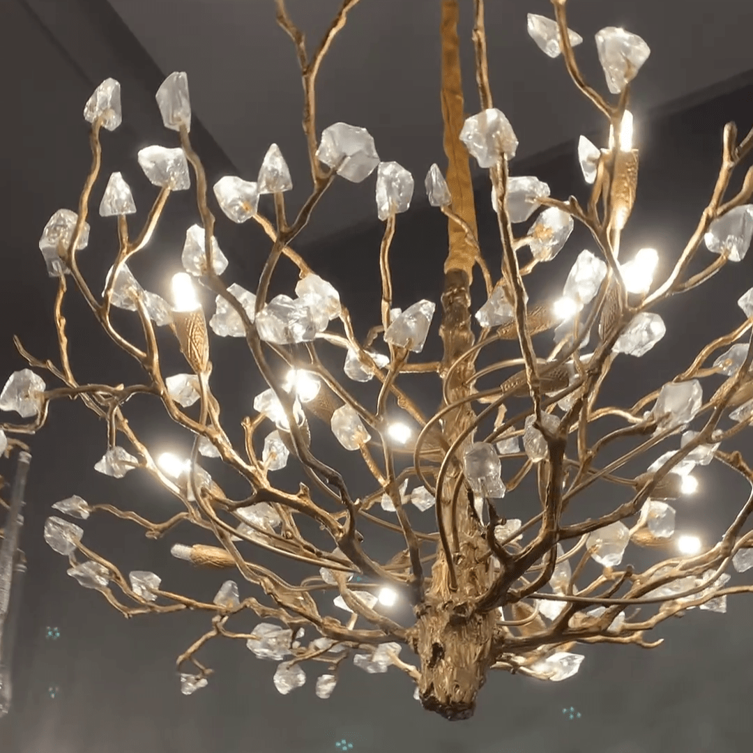 Gemstone Branch Chandelier with Artistic Design for Bedroom or Living Room - 8 Lights/D23.6"*H21.65"Warm LightJoyfuzzy