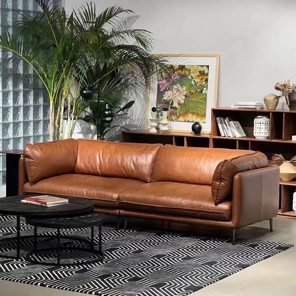 Brown Leather Sofa image 6