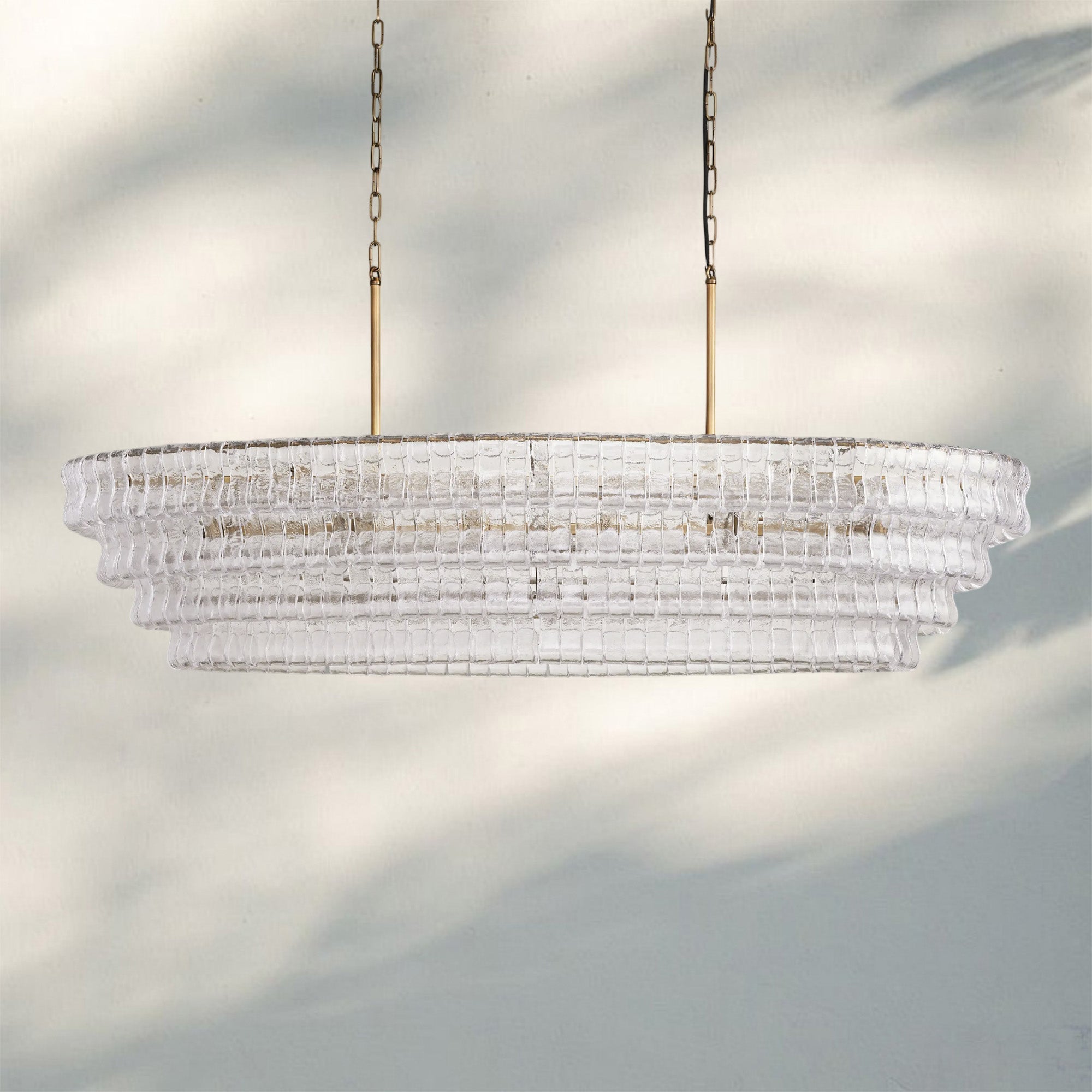 Ghiaccio Glass Oval Chandelier 54''65'' - Matte BlackClear65"Joyfuzzy