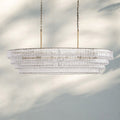 Ghiaccio Glass Oval Chandelier 54''65'' - Matte BlackClear65