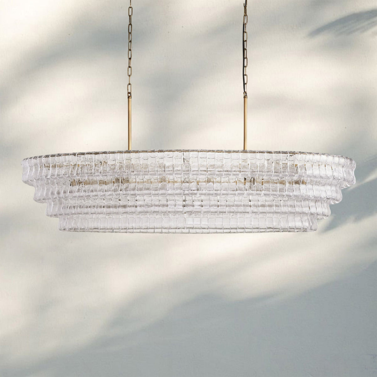 Ghiaccio Glass Oval Chandelier 54''65'' - Matte BlackClear65"Joyfuzzy