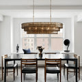 Ghiaccio Glass Oval Chandelier 54''65'' - Lacquered Burnished BrassClear54