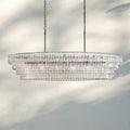 Ghiaccio Glass Oval Chandelier 54''65'' - Matte BlackClear65
