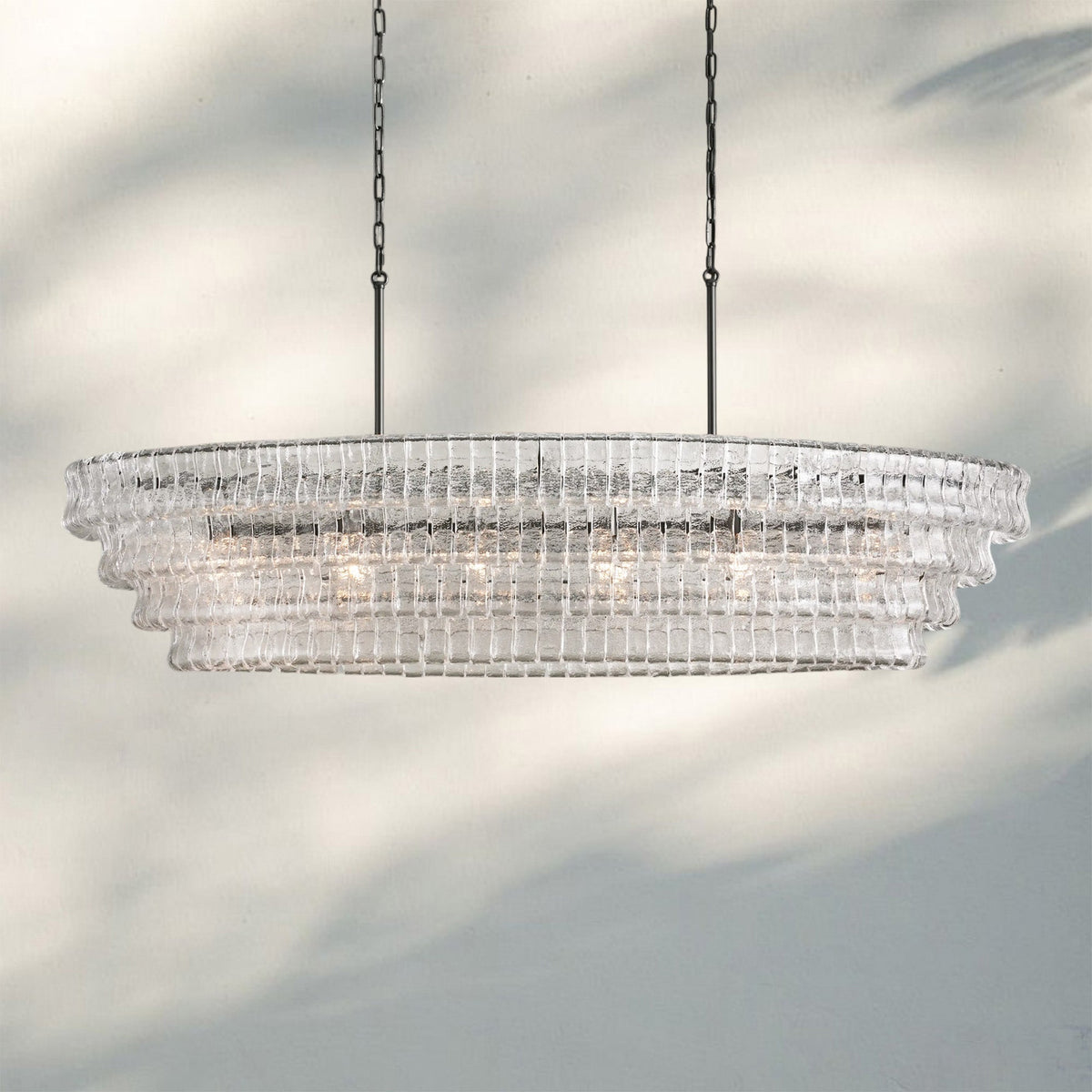 Ghiaccio Glass Oval Chandelier 54''65'' - Matte BlackClear65"Joyfuzzy