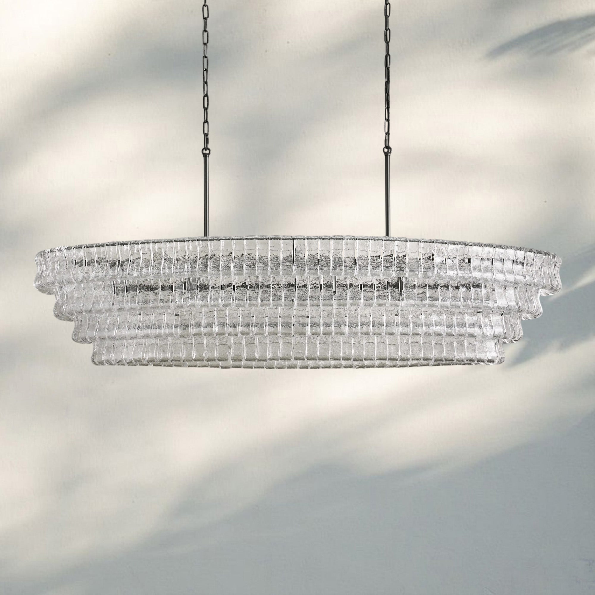 Ghiaccio Glass Oval Chandelier 54''65'' - Matte BlackClear65"Joyfuzzy