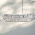 Ghiaccio Glass Oval Chandelier 54''65'' - Matte BlackClear65