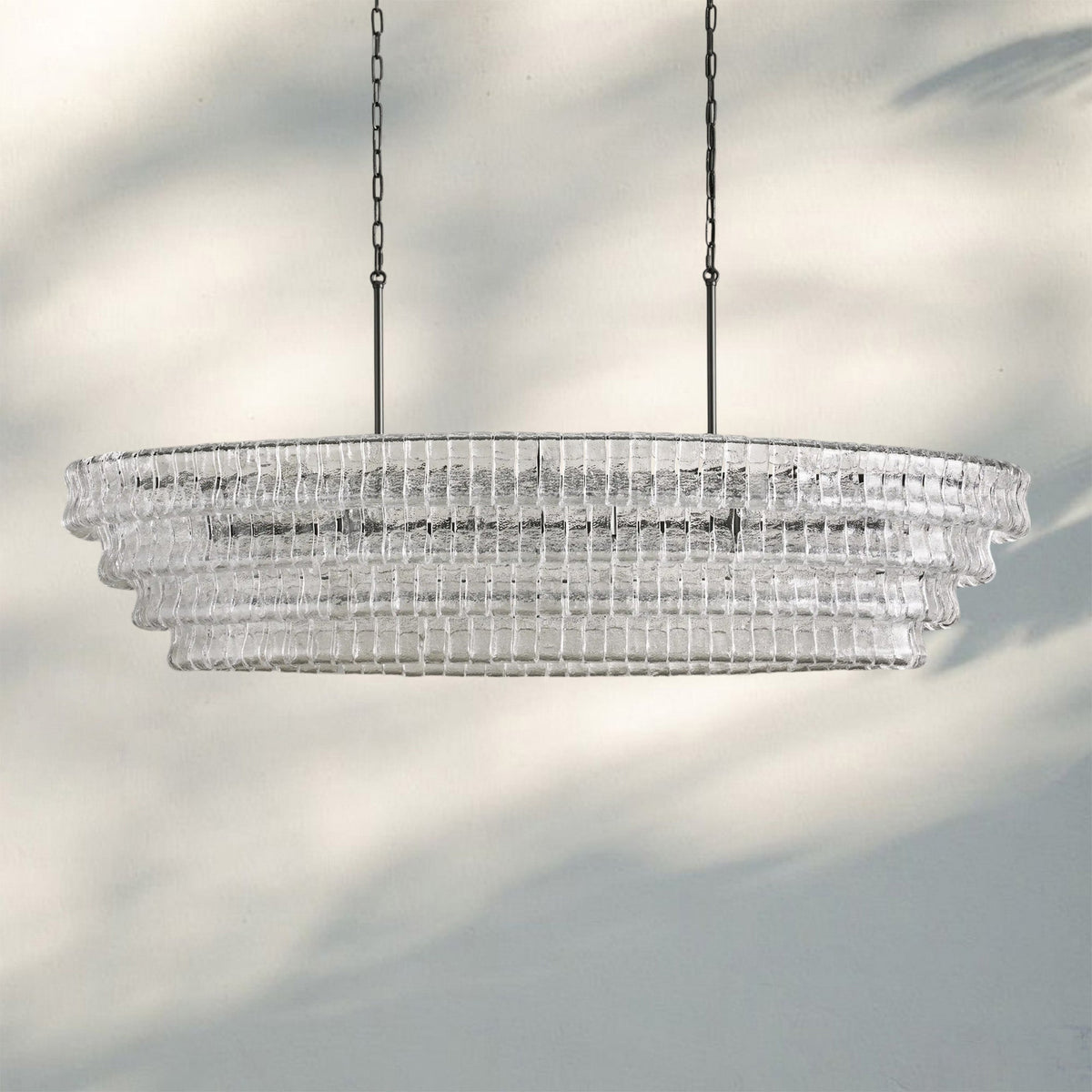Ghiaccio Glass Oval Chandelier 54''65'' - Matte BlackClear65"Joyfuzzy
