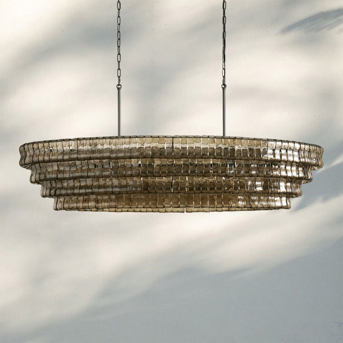 Ghiaccio Glass Oval Chandelier 54''65'' - Matte BlackSmoke65"Joyfuzzy