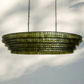 Ghiaccio Glass Oval Chandelier 54''65'' - Matte BlackGreen54