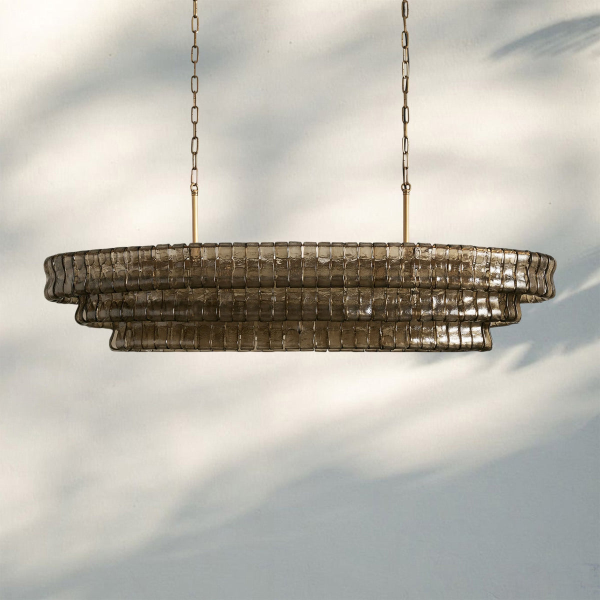 Ghiaccio Glass Oval Chandelier 54''65'' - Lacquered Burnished BrassSmoke54"Joyfuzzy