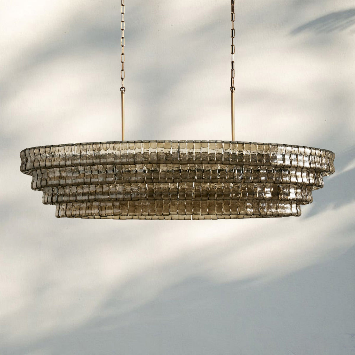 Ghiaccio Glass Oval Chandelier 54''65'' - Matte BlackSmoke65"Joyfuzzy