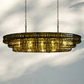 Ghiaccio Glass Oval Chandelier 54''65'' - Lacquered Burnished BrassGreen54