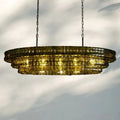 Ghiaccio Glass Oval Chandelier 54''65'' - Lacquered Burnished BrassGreen65