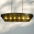 Ghiaccio Glass Oval Chandelier 54''65'' - Matte BlackGreen54