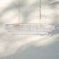 Ghiaccio Glass Oval Chandelier 54''65'' - Matte BlackClear54