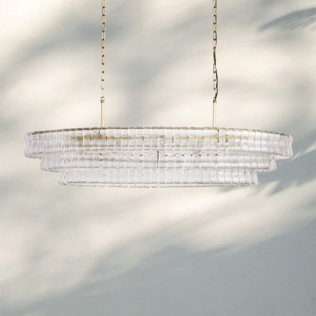 Ghiaccio Glass Oval Chandelier 54''65'' - Matte BlackClear54"Joyfuzzy